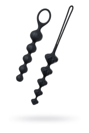 Набор анальных бус Satisfyer Beads Black, силикон, макс. диаметр 3,3 см и 3,5 см || Набір анальних намистин Satisfyer Beads Black, силікон, макс. діаметр 3,3 см та 3,5 см