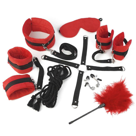 БДСМ-набор Art of Sex – Soft Touch BDSM Set, красный, 9 предметов || БДСМ-набір Art of Sex – Soft Touch BDSM Set, червоний, 9 предметів