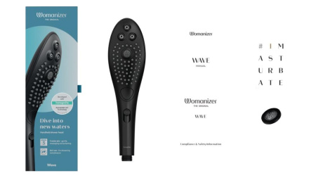 Насадка-стимулятор для душа 2в1 Womanizer Wave Black, массажер для интимных зон || Насадка-стимулятор для душу 2в1 Womanizer Wave Black, масажер для інтимних зон