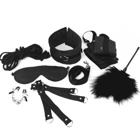БДСМ-набор Art of Sex – Soft Touch BDSM Set, черный, 9 предметов || БДСМ-набір Art of Sex – Soft Touch BDSM Set, чорний, 9 предметів
