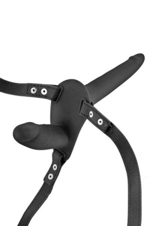 Двойной страпон Fetish Tentation Strap-On with Double Dildo Black || Подвійний страпон Fetish Tentation Strap-On with Double Dildo Black