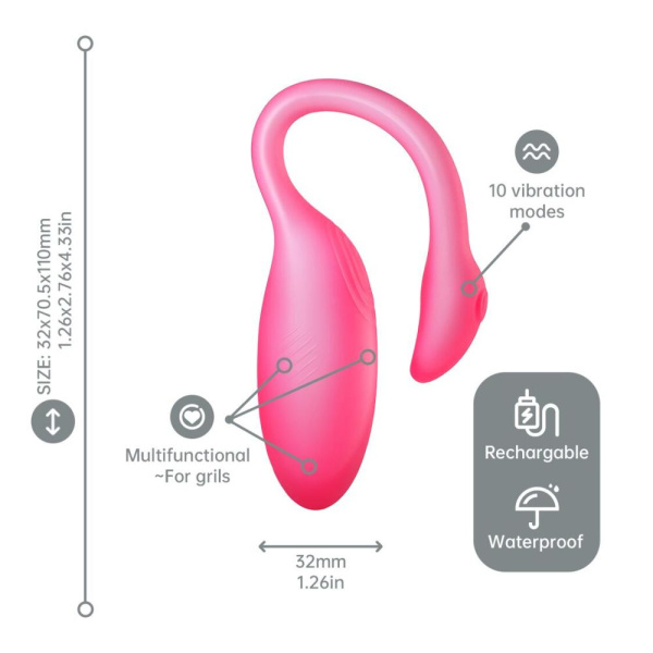 Смарт-виброяйцо Magic Motion Flamingo Max Pink 2 в 1: виброяйцо и тренажер Кегеля, 10 режимов
