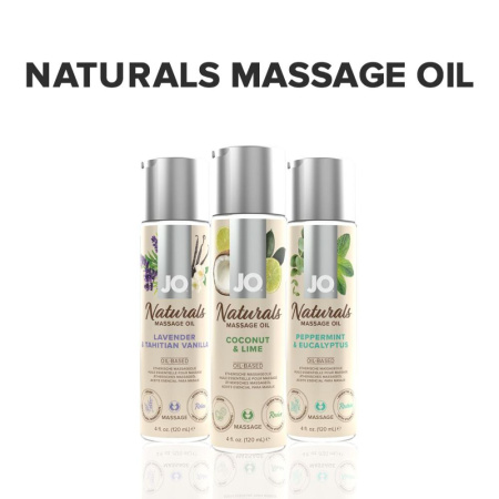 Массажное масло JO Naturals Massage Oil Coconut&Lime с натуральными эфирными маслами 120мл || Масажна олія JO Naturals Massage Oil Coconut&Lime з натуральними ефірними оліями 120мл