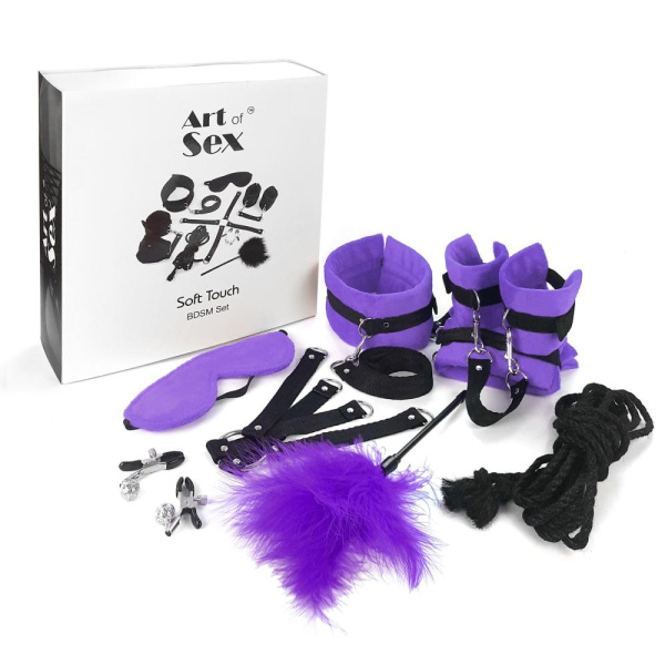 БДСМ-набор Art of Sex – Soft Touch BDSM Set, фиолетовый, 9 предметов