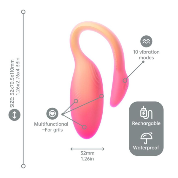 Смарт-виброяйцо Magic Motion Flamingo Max Orange 2 в 1: виброяйцо и тренажер Кегеля, 10 режимов