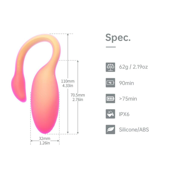 Смарт-виброяйцо Magic Motion Flamingo Max Orange 2 в 1: виброяйцо и тренажер Кегеля, 10 режимов