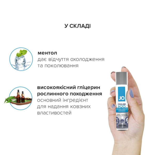Охлаждающая смазка на водной основе JO H2O COOLING (60 мл) с ментолом, растительный глицерин