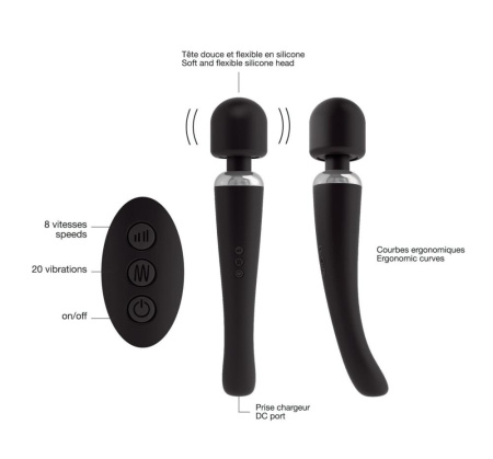 Мощный вибромассажер Dorcel Megawand Black перезаряжаемый, 160 режимов || Потужний вібромасажер Dorcel Megawand Black перезаряджуваний, 160 режимів