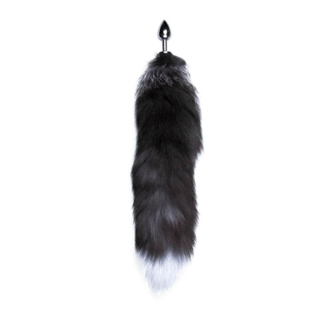 Металлическая анальная пробка Лисий хвост Alive Black And White Fox Tail S, диаметр 2,9 см || Металева анальна пробка Лисячий хвіст Alive Black And White Fox Tail S, діаметр 2,9 см