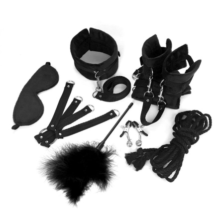 БДСМ-набор Art of Sex – Soft Touch BDSM Set, черный, 9 предметов || БДСМ-набір Art of Sex – Soft Touch BDSM Set, чорний, 9 предметів