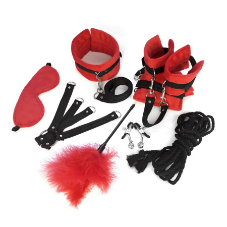 БДСМ-набор Art of Sex – Soft Touch BDSM Set, красный, 9 предметов || БДСМ-набір Art of Sex – Soft Touch BDSM Set, червоний, 9 предметів