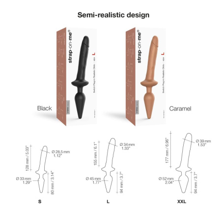 Анальная пробка с дилдо 2в1 Strap-On-Me SWITCH PLUG-IN REALISTIC DILDO Black XXL, диаметр 5,2/3,9 см || Анальна пробка з дилдо 2в1 Strap-On-Me SWITCH PLUG-IN REALISTIC DILDO Black XXL, діаметр 5,2/3,9 см