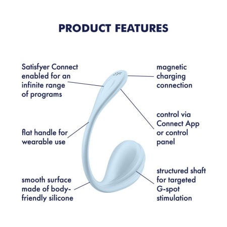 Смарт-виброяйцо Satisfyer Smooth Petal Connect App Light Blue || Смарт-віброяйце Satisfyer Smooth Petal Connect App Light Blue