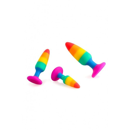 Силиконовая анальная пробка Wooomy Hiperloo Silicone Rainbow Plug M, диаметр 2,9 см, длина 11 см || Силіконова анальна пробка Wooomy Hiperloo Silicone Rainbow Plug M, діаметр 2,9 см, довжина 11 см